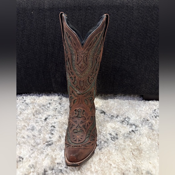 J.B. Dillon Glitter Inlay Western Leather Boots - Picture 3 of 6